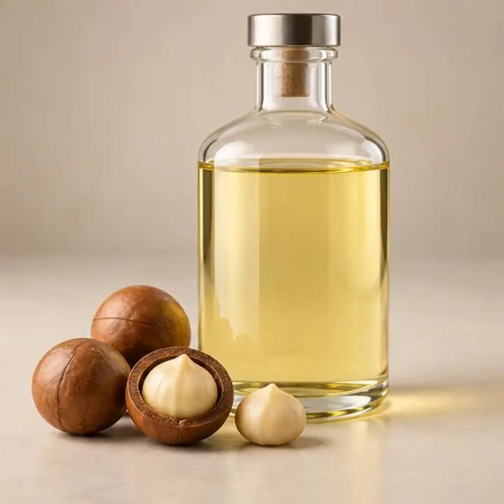 Botella de aceite de nuez de macadamia refinado