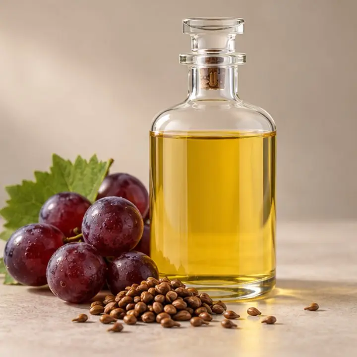 Botella de aceite de pepita de uva refinado